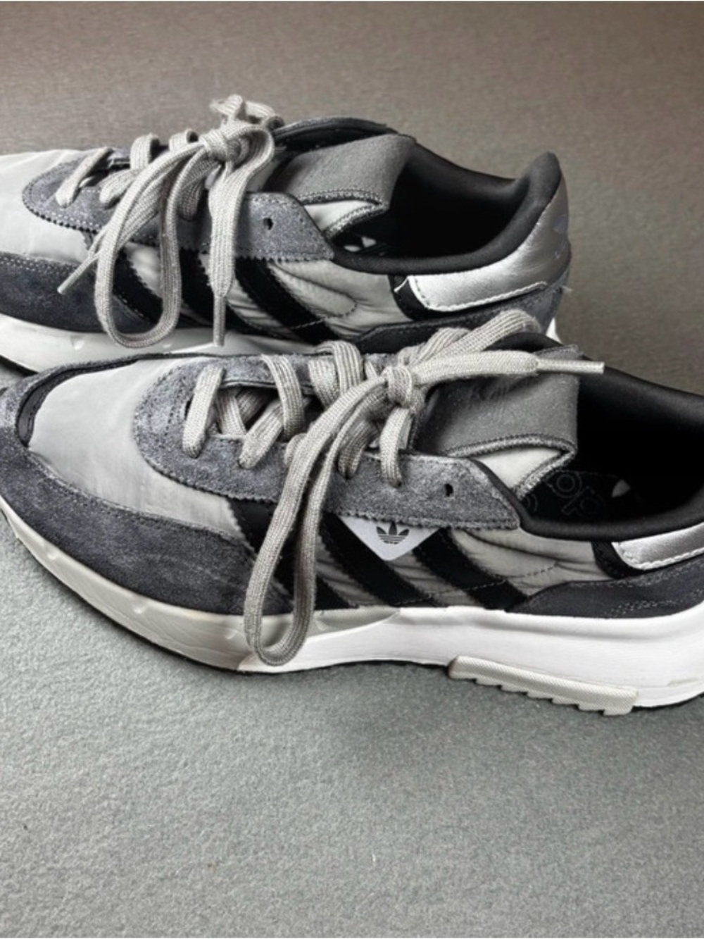 adidas Gray and Black Retro Running Sneakers